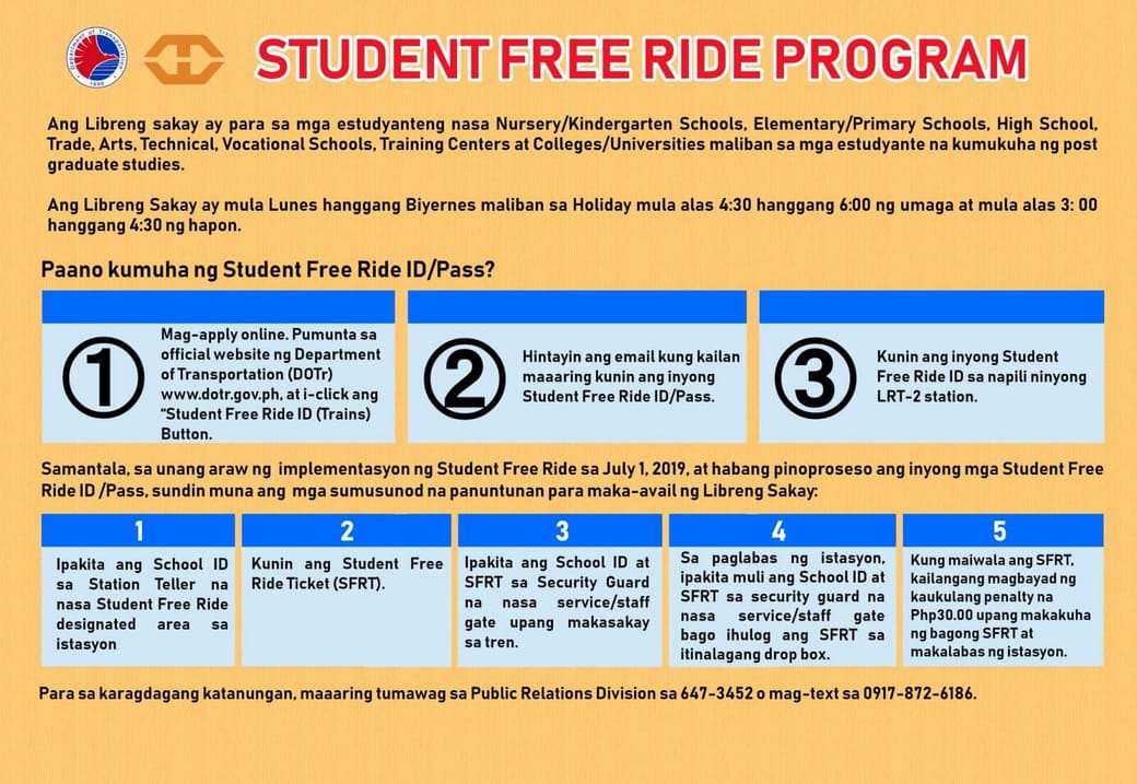 How To Avail Dotr S Student Free Ride For Mrt 3 Lrt 2 And Pnr Noypigeeks
