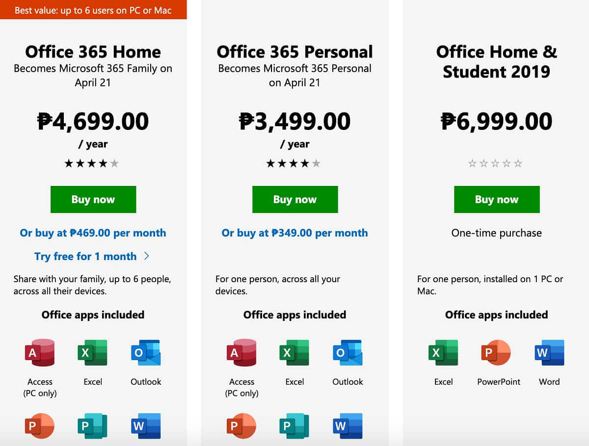 how much is the subscription for microsoft student 365