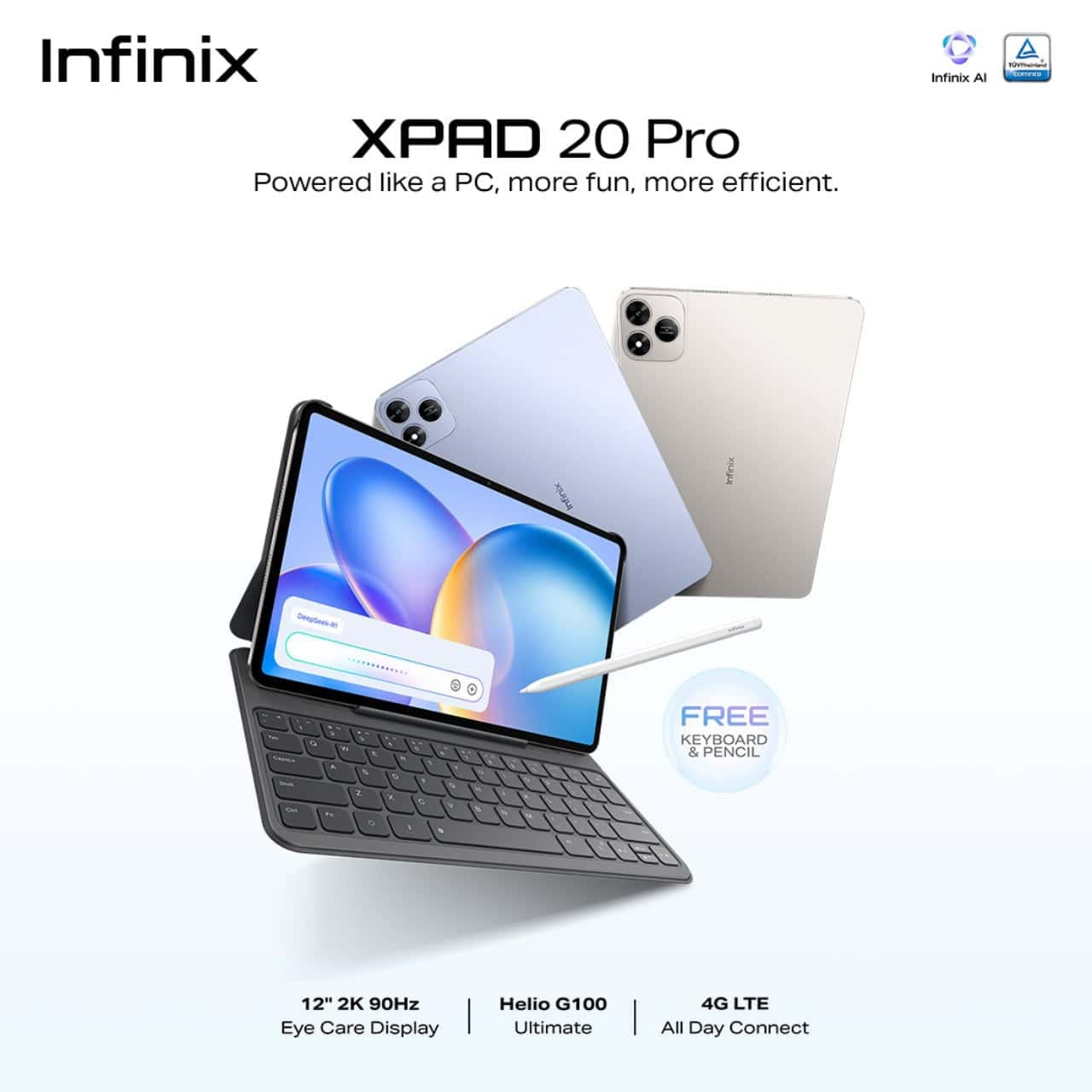 Infinix XPAD 20 Pro: 4G Helio G100 Ultimate, 90Hz 12